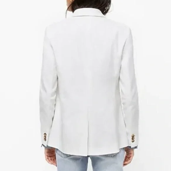 J. Crew Classic White Blazer Linen-Cotton one-button Size 8 - Picture 3 of 15
